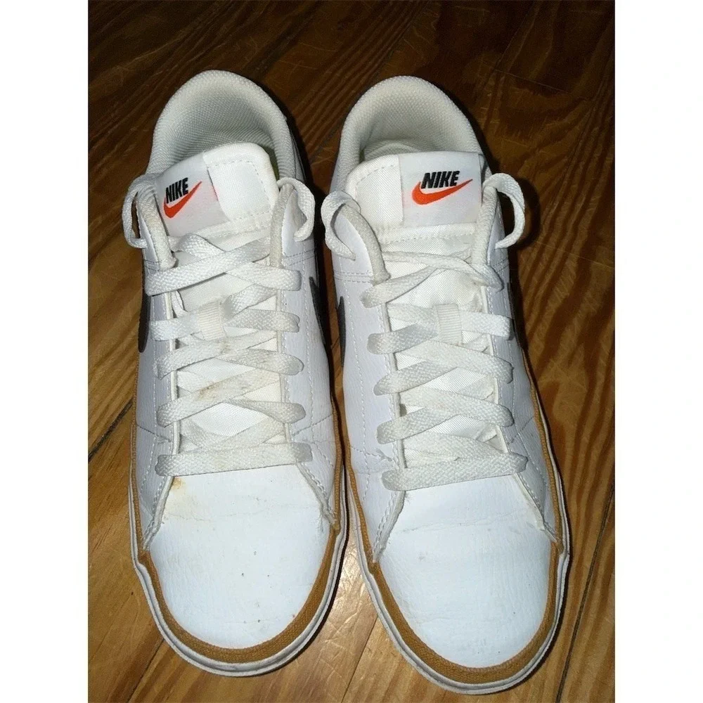 Nike Court Legacy Low Top Sneakers Men's Size‎ 9.5 White Black Desert Ochre